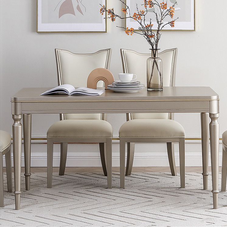 Rectangle Vintage Dining Table Champagne Tone Fixed Table for Home Use Clearhalo ' dining_table' 'Dining Tables & Seating' 'Dining Tables' 'furn' 'furn_dining_table' 'Furniture' 'furniture_dining_table' 'Kitchen & Dining Furniture' 'kitchen&dining_furn' 'kitchen' 'kitchen_dining_table' 1200x1200_58ffee7a-61c7-4fb8-ab5d-823930df801c