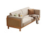 89" Wide Square Arm Sofa 3-Seater Solid Wood Sofa with Rattan Accent