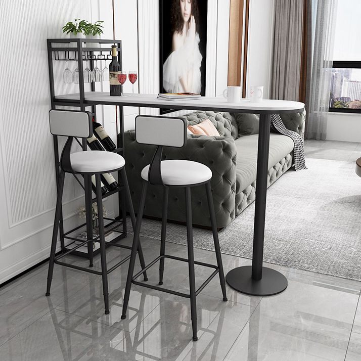 Modern Bar Dining Table Indoor Bar Height Pub Table with Shelves 42-Inch Top Clearhalo 'Bar Furniture' 'Bar Tables' 'bar_tables' 'furn' 'furn_bar_tables' 'Furniture' 'furniture_bar_tables' 'Kitchen & Dining Furniture' 'kitchen&dining_furn' 'kitchen' 1200x1200_5902125f-1350-4100-8409-16c092d9f79c