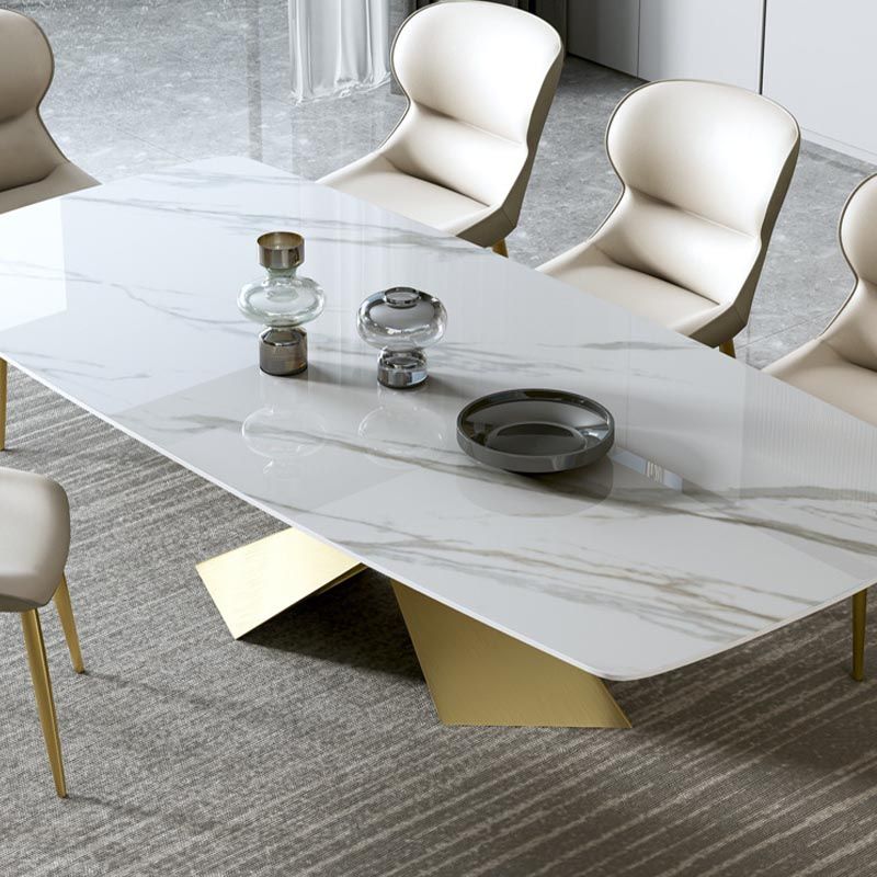Stone Top Dining Table Traditional Luxury Rectangle Table with Pedestal Base Clearhalo 'Dining Tables & Seating' 'Dining Tables' 'dining_table' 'furn' 'furn_dining_table' 'Furniture' 'Kitchen & Dining Furniture' 1200x1200_5903440f-8a26-4a7e-a2e9-037744c8588f