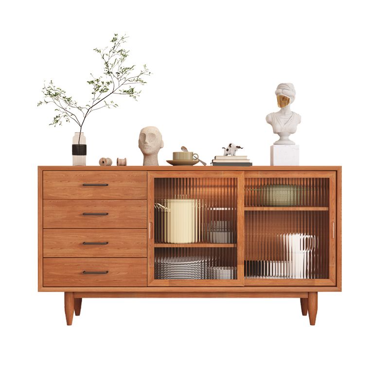 Mid-Century Modern Solid Wood Accent Cabinet with Glass Door Clearhalo 'Cabinets & Chests' 'cabinets_chests' 'furn' 'furn_cabinets_chests' 'Furniture' 'Living Room Furniture' 1200x1200_59034fbd-8fd9-4387-af26-e715739ef4f0