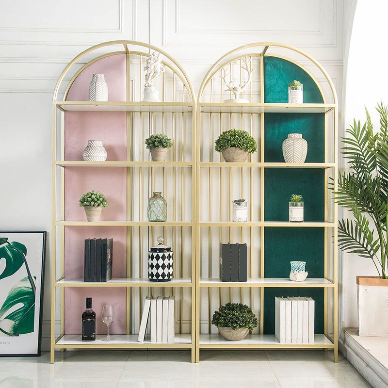 Metal Modern Style Bookcase Gold Frame Bookshelf for Home Office Use