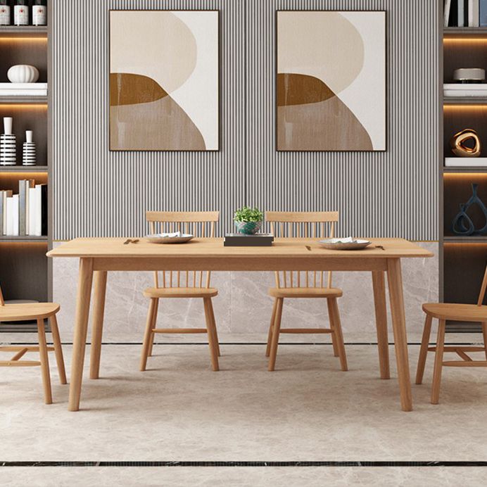 Rectangle 4 jambes Table moderne Couleur de bois clair Tableau fixe du bois massif en bois de chêne