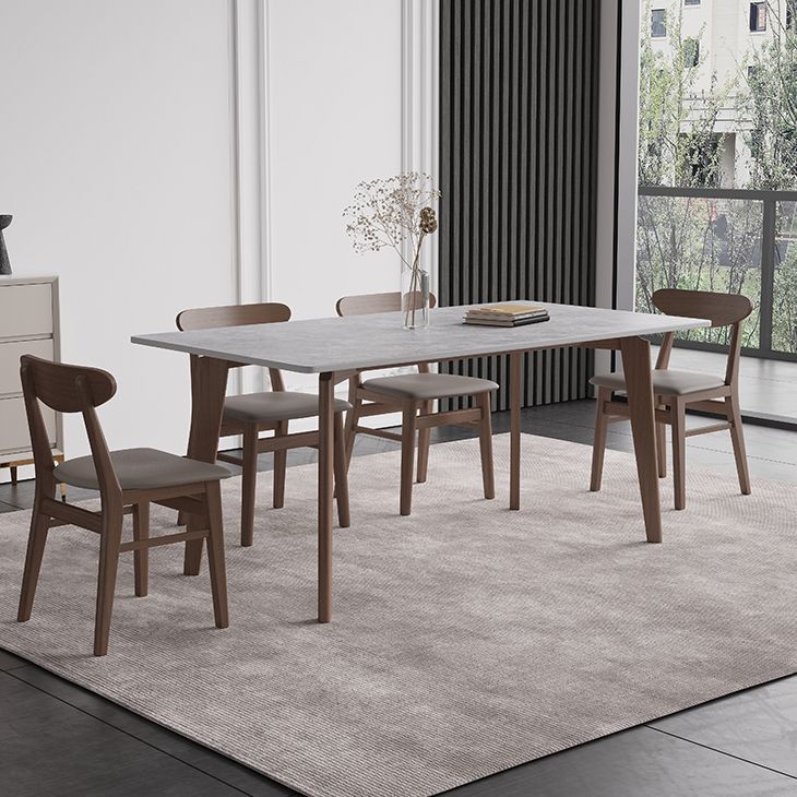 Sintered Stone Two-Color Dining Table Mid-Century Modern 4 Legs Table for Dining Room Clearhalo ' dining_table' 'Dining Tables & Seating' 'Dining Tables' 'furn' 'furn_dining_table' 'Furniture' 'furniture_dining_table' 'Kitchen & Dining Furniture' 'kitchen&dining_furn' 'kitchen' 'kitchen_dining_table' 1200x1200_59080b86-9980-4c18-aee0-9885397aaae0