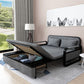 Contemporary Tight Back Sofa Bed Square Arm Fabric Sofa with Storage