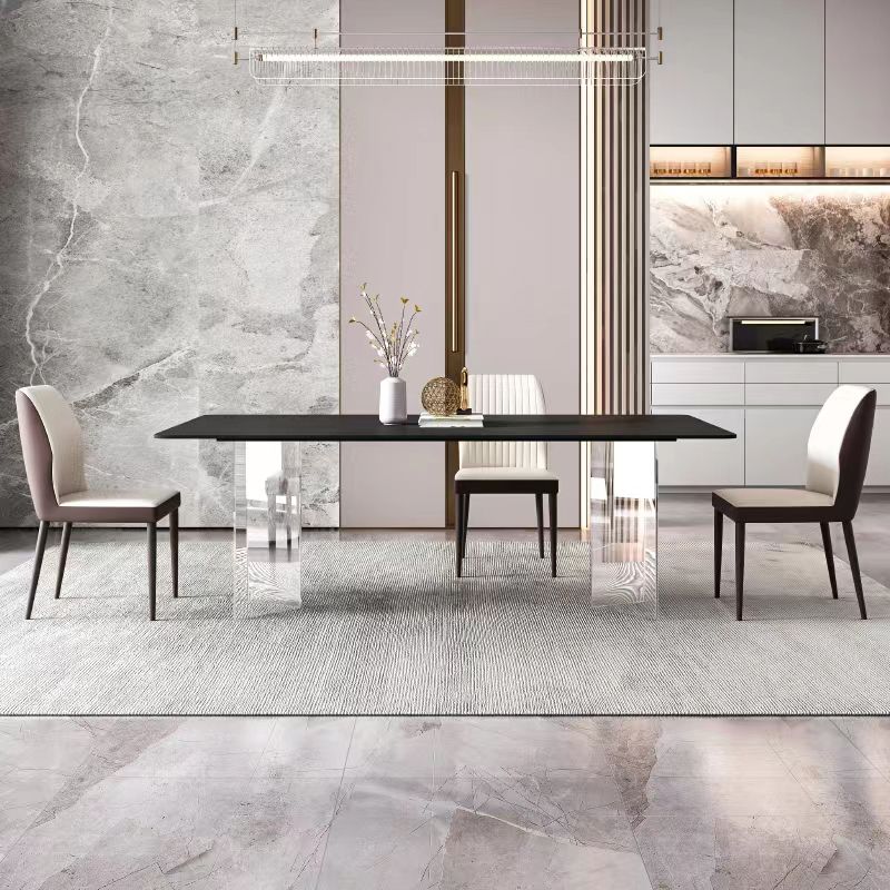 Rectangle Stone Top Dining Table Acrylic Base Modern Dining Table for Living Room Clearhalo 'Dining Tables & Seating' 'Dining Tables' 'dining_table' 'furn' 'furn_dining_table' 'Furniture' 'furniture_dining_table' 'Kitchen & Dining Furniture' 'kitchen' 'kitchen_dining_table' 1200x1200_590def02-367a-40be-b5e4-63cd9aa03148