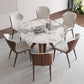 Nordic Sintered Stone Table Set of 5/7 with Rotatable Round Table Dining Set with Leather Chairs Clearhalo 'Dining Room Sets' 'Dining Tables & Seating' 'dining_room_set' 'furn' 'furn_dining_room_set' 'Furniture' 'furniture_dining_room_set' 'Kitchen & Dining Furniture' 'kitchen&dining_furn' 'kitchen' 1200x1200_590fb43d-e19b-47f0-bfec-90bcf0adb05d