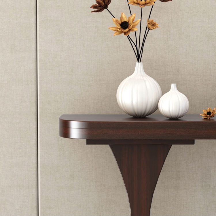 Solid Wood Half Moon Console Table 33.46" Tall 1-shelf Accent Table