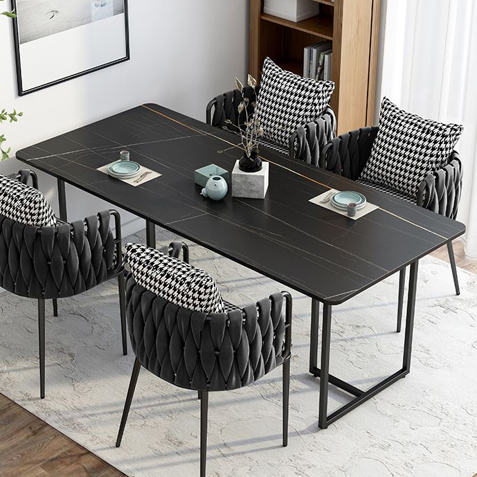Contemporary Rectangle Dining Table Sintered Stone Dining Table with Black Double Pedestal Clearhalo ' dining_table' 'Dining Tables & Seating' 'Dining Tables' 'furn' 'furn_dining_table' 'Furniture' 'furniture_dining_table' 'Kitchen & Dining Furniture' 'kitchen&dining_furn' 'kitchen' 'kitchen_dining_table' 1200x1200_5910896b-af6a-4307-a7a5-b3d659dd81a4