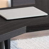 Hedendaagse stijl Wood Office Desk onregelmatige vorm Taakbureau in bruin/zwart