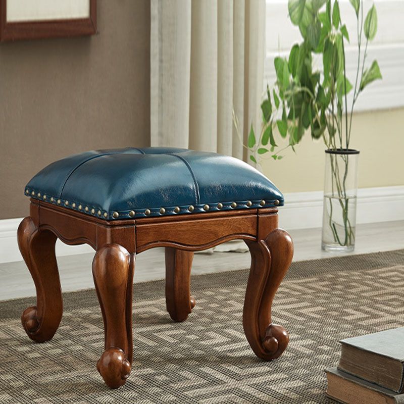 Mid-Century Modern Pouf Ottoman Genuine Leather Tufted Nailhead Trim Rectangle Ottoman Clearhalo 'furn' 'furn_ottomans_poufs' 'Furniture' 'Living Room Furniture' 'Ottomans & Poufs' 'ottomans_poufs' 1200x1200_59159fe2-053d-4451-b4e0-6fc44f54f7fe