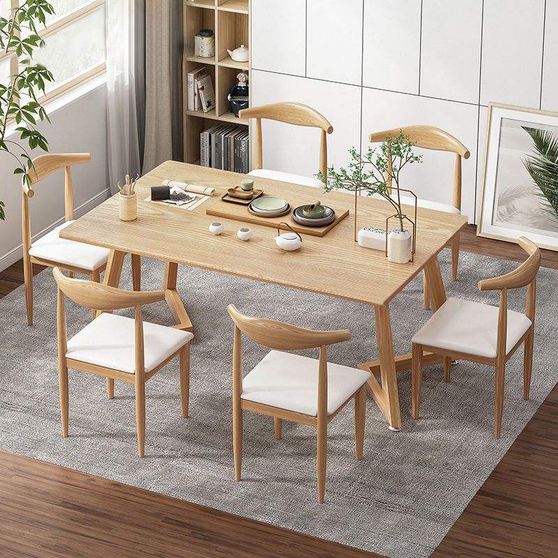 Minimalist Style Traditional Height Dining Set with Rectangle Shape Table and Double Pedestal Base Clearhalo 'Dining Room Sets' 'Dining Tables & Seating' 'dining_room_set' 'furn' 'furn_dining_room_set' 'Furniture' 'furniture_dining_room_set' 'Kitchen & Dining Furniture' 'kitchen&dining_furn' 'kitchen' 1200x1200_59166b41-21ac-4da0-a3a7-5b44a5811b0a