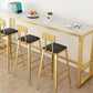 Set tavolo da bar stile glam Set da pranzo da pub fisso in pietra rettangolare da 1/5 pezzi