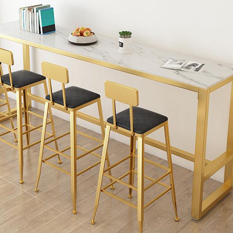 Set tavolo da bar stile glam Set da pranzo da pub fisso in pietra rettangolare da 1/5 pezzi