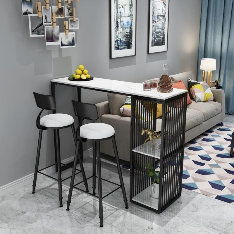 Stone Top Bar Table Traditional Luxury Rectangle Bar Table with Sled Base Clearhalo 'Bar Furniture' 'Bar Tables' 'bar_tables' 'furn' 'furn_bar_tables' 'Furniture' 'furniture_bar_tables' 'Kitchen & Dining Furniture' 1200x1200_5916e5a2-837c-4b97-804a-e17cc9bc45f3