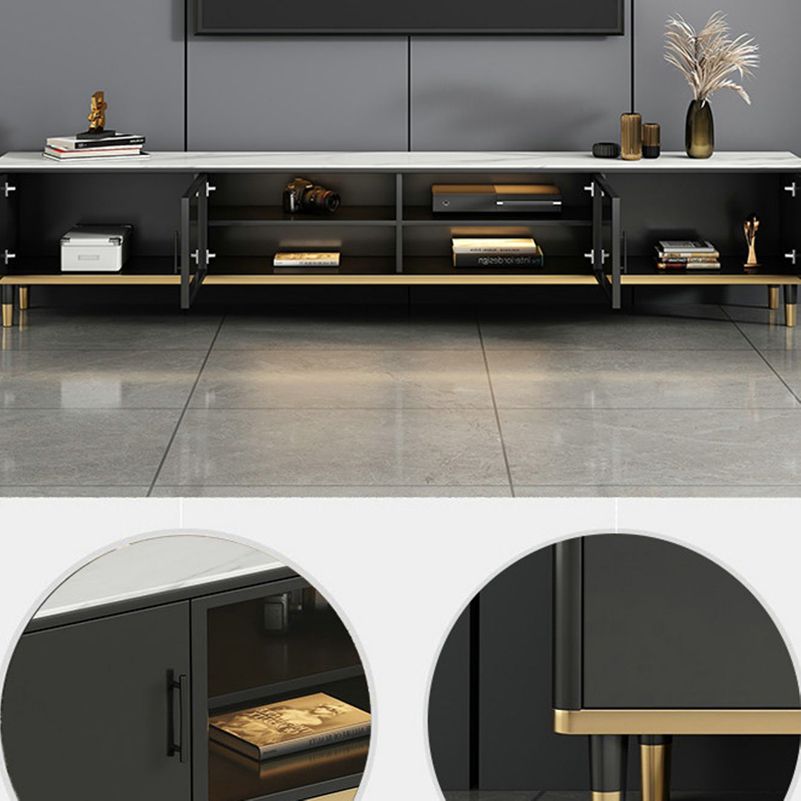 Console porta TV in pietra Console multimediale per TV con contenitore chiuso con gambe