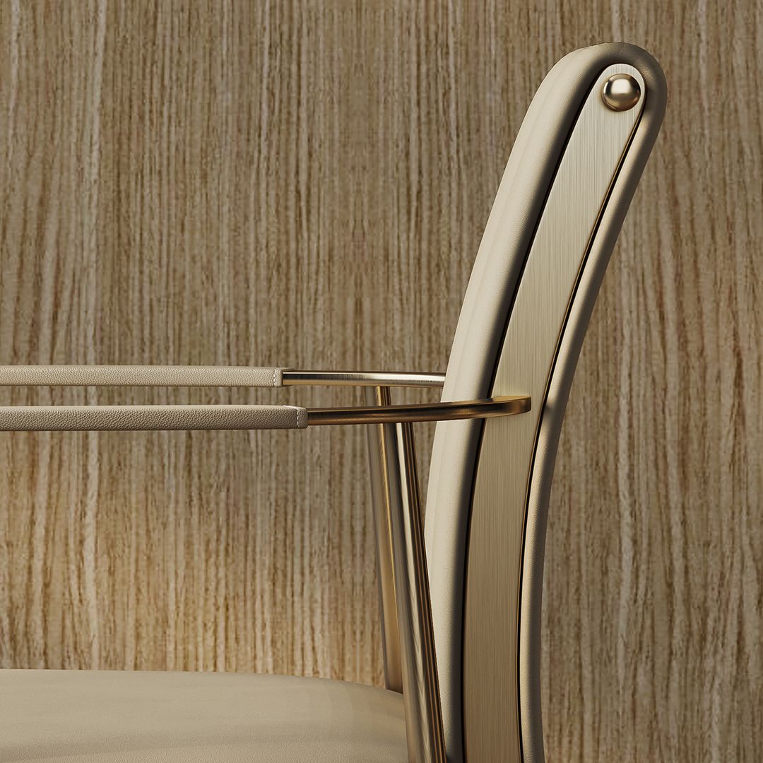 Glam Küche Essstuhl goldene Beine gepolsterter Essarm Stuhl