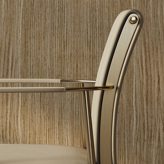 Glam Kitchen Dining Chair Gold Legs Upholstered Dining Arm Chair