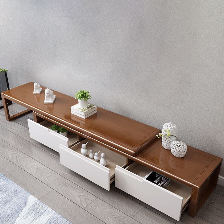 Traditionelle Rubberwood Media Console Matte Finish Holz -TV -Medien stehen mit Schubladen