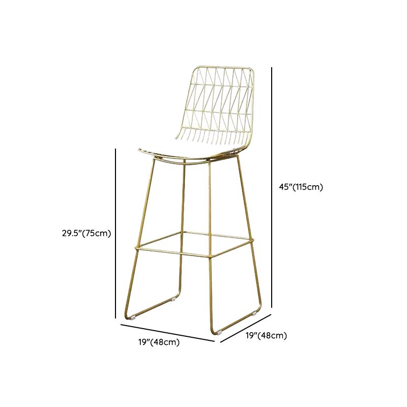 Glam Upholstered Dining Stool Metal Bar Stool with Gold Metal Base