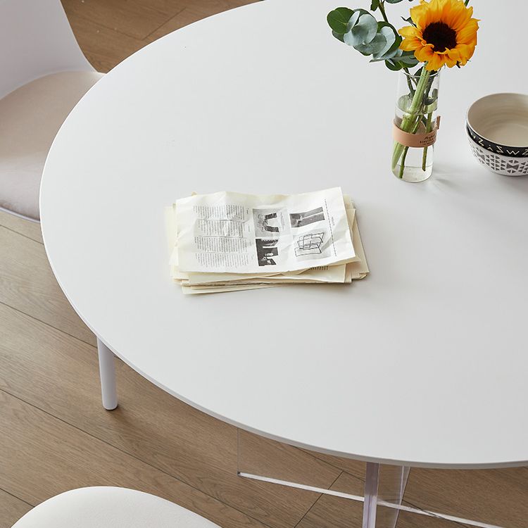 Mesa de comedor redonda Juego de mesa de acrílico 1/3/4/5 PCS y sillas de plástico en blanco