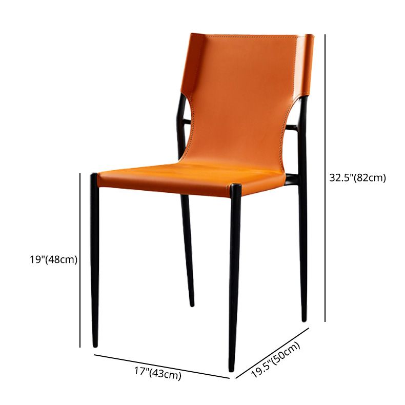 Scandinavian Leather Armless Chairs Indoor Dining Side Chairs with Metal Legs Clearhalo ' kitchen&dining_furn' 'Dining Chairs' 'Dining Tables & Seating' 'dining_chair' 'furn' 'furn_dining_chair' 'Furniture' 'furniture_dining_chair' 'Kitchen & Dining Furniture' 'kitchen' 1200x1200_591d2a4a-a5d4-483e-be1b-63e1b113554d