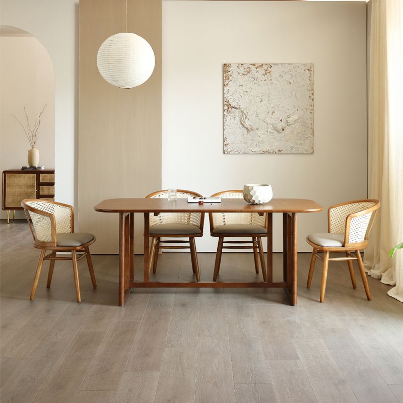 Rectangle Dining Set 1/4/5/6 Pcs Ash Solid Wood and Rattan Dining Table and Chairs Clearhalo 'Dining Room Sets' 'Dining Tables & Seating' 'dining_room_set' 'furn' 'furn_dining_room_set' 'Furniture' 'Kitchen & Dining Furniture' 1200x1200_591d3ea0-e3be-4751-8051-504e5b888e14