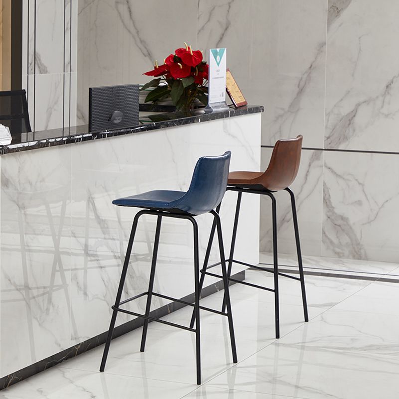 Indoor Modern Leather Bar Stool Bucket Footrest Low Back Counter & Bar Stool