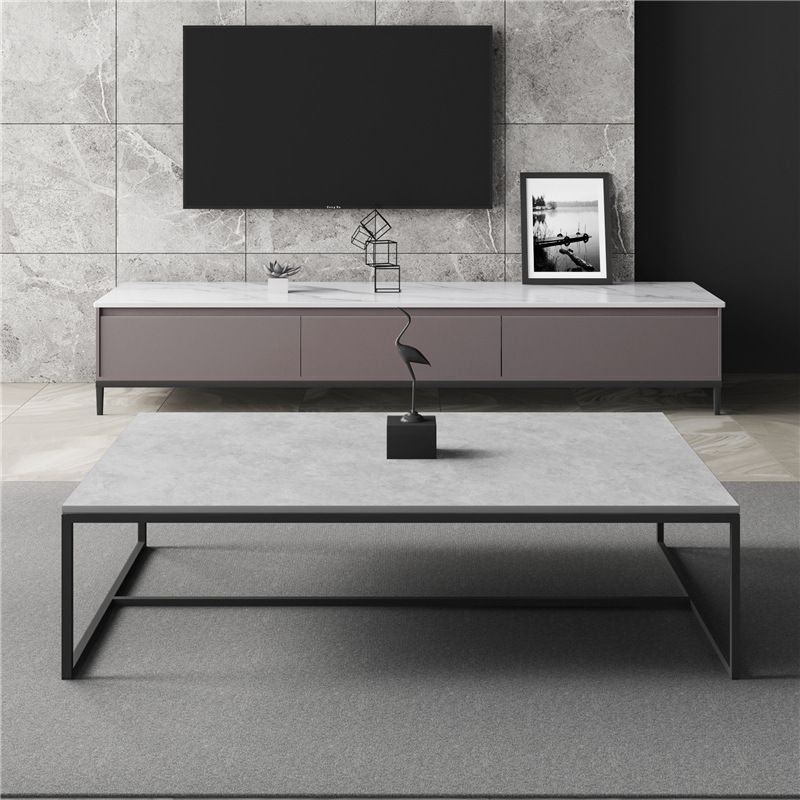 Rectangle Slate Coffee Table Frame Coffee or End Table, 16.53" High