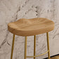 Solid Wood Backless Bar Chair Industrial Armless Metal Legs Bar Stool
