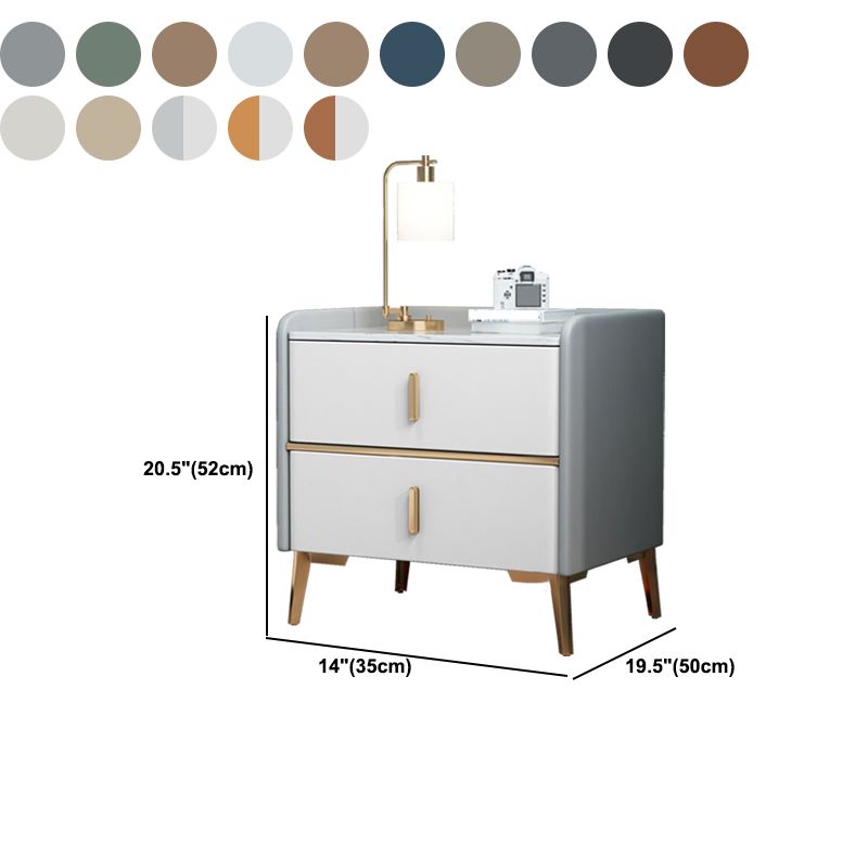 Moderne 20 Zoll H Night Tischstein Top 2-Drawer-Aufbewahrung Nachttisch mit Beinen