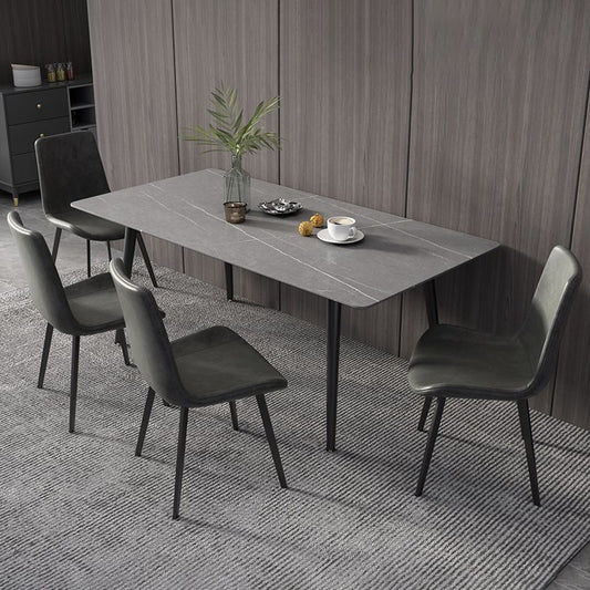 Contemporary Style Sintered Stone Dining Set with Traditional Height Table and Black Leg Base Clearhalo 'Dining Room Sets' 'Dining Tables & Seating' 'dining_room_set' 'furn' 'furn_dining_room_set' 'Furniture' 'furniture_dining_room_set' 'Kitchen & Dining Furniture' 'kitchen&dining_furn' 'kitchen' 1200x1200_5924529e-7390-480f-ba1a-a8dcd1bfc341