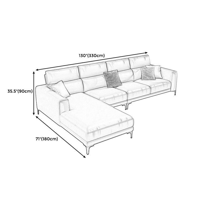 Grey Faux Leather Square Arm Sectional with Adjustable Bolster Pillows, Stain Resistant Clearhalo 'furn' 'furn_sectionals' 'Furniture' 'furniture_sectionals' 'kitchen' 'kitchen_sectionals' 'Living Room Furniture' 'Sectionals' 1200x1200_59246a46-594c-4bea-93f7-b58d96d06cc0