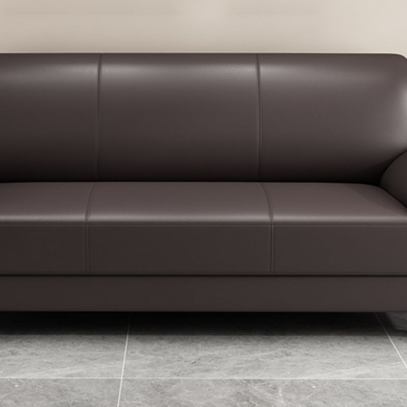 コンテンポラリーフェイクレザーソファウッドフレームピロートップアームソファ