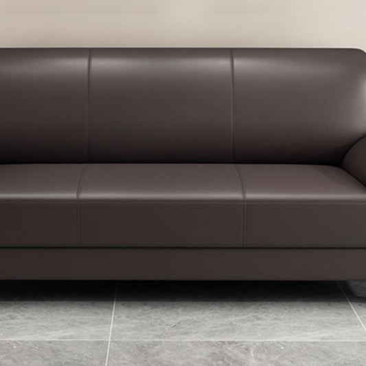 Contemporary Faux Leather Sofa Wood Frame Pillow Top Arm Sofa