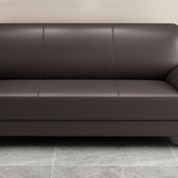 コンテンポラリーフェイクレザーソファウッドフレームピロートップアームソファ