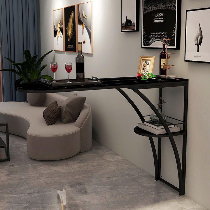 Modern White Marble Bar Table with Specialty Table Top Black Pedestal Table - 42" H Clearhalo 'Bar Furniture' 'Bar Tables' 'bar_tables' 'furn' 'furn_bar_tables' 'Furniture' 'furniture_bar_tables' 'Kitchen & Dining Furniture' 1200x1200_5925d82a-400a-430a-aca8-51bfd98437d0