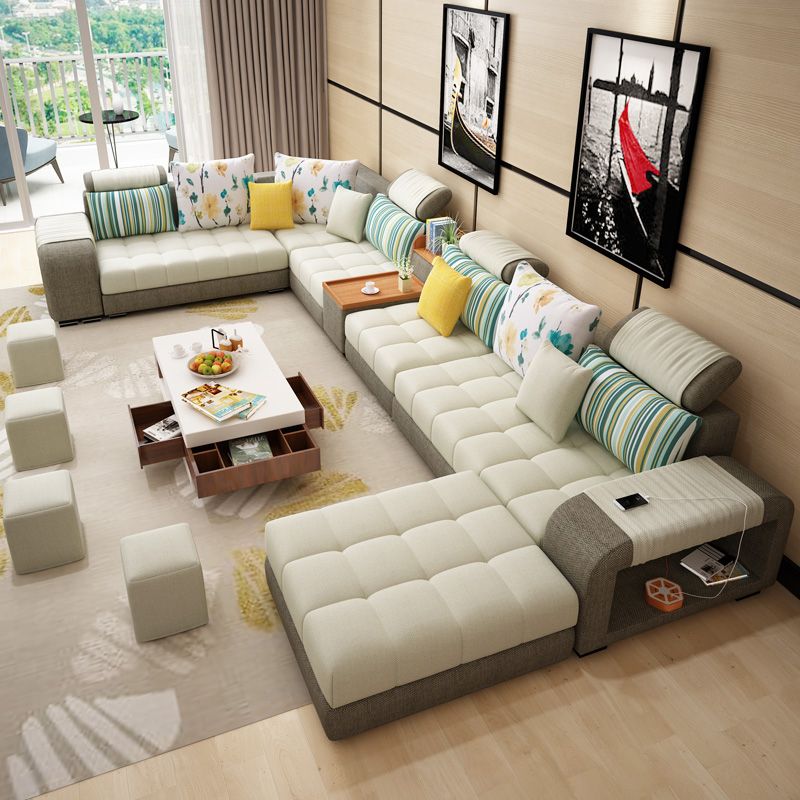Modern Pillowed Back Cushions Sofa Tufted Sectionalwith Storage for Living Room Clearhalo 'furn' 'furn_sectionals' 'Furniture' 'furniture_sectionals' 'kitchen' 'kitchen_sectionals' 'Living Room Furniture' 'Sectionals' 1200x1200_5926294d-2656-4573-8fa4-8da859fd6bb7