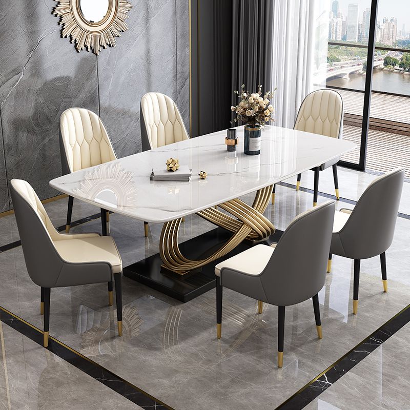Traditional Luxury Rectangle Dining Table Stainless Steel Furniture for Indoor Clearhalo ' dining_table' 'Dining Tables & Seating' 'Dining Tables' 'furn' 'furn_dining_table' 'Furniture' 'furniture_dining_table' 'Kitchen & Dining Furniture' 'kitchen&dining_furn' 'kitchen' 'kitchen_dining_table' 1200x1200_59263dd9-0238-4b36-8bfd-79daba661f83