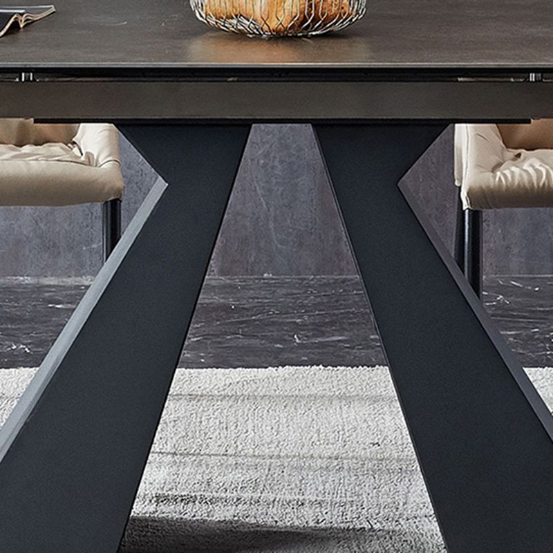 Contemporaneo 1/4/5 pezzi sala da pranzo set mobili rettangolo di pietra in nero