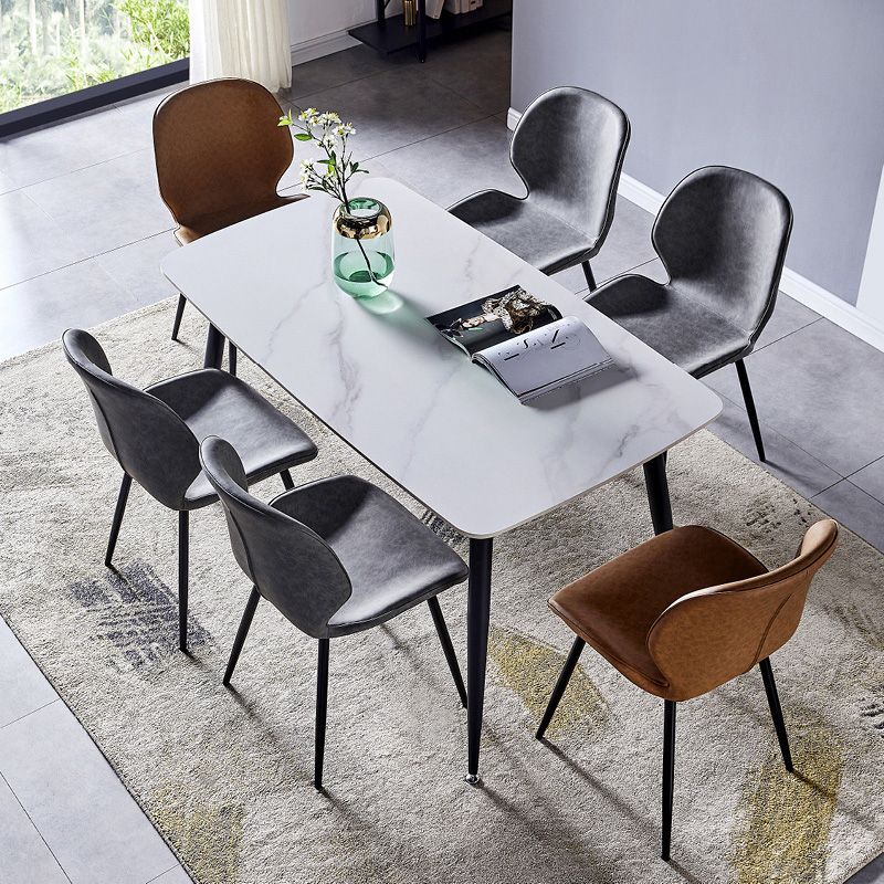 Sintered Stone Dining Table 4 Legs Black Carbon Steel Base Rectangle Table for Home Clearhalo ' dining_table' 'Dining Tables & Seating' 'Dining Tables' 'furn' 'furn_dining_table' 'Furniture' 'furniture_dining_table' 'Kitchen & Dining Furniture' 'kitchen&dining_furn' 'kitchen' 'kitchen_dining_table' 1200x1200_59286989-aef3-4bc5-8089-f782560d186b