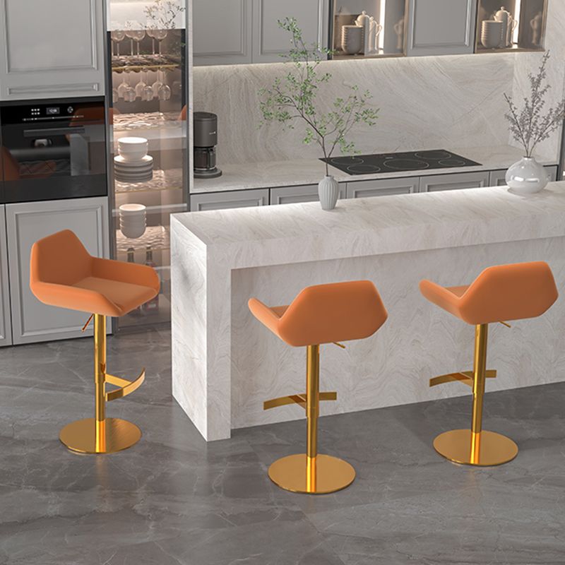 Glam Style Counter Stool Faux Leather Adjustable Height Bar Stool with Swivel Clearhalo 'Bar Furniture' 'Bar Stools' 'bar_stools' 'furn' 'furn_bar_stools' 'Furniture' 'Kitchen & Dining Furniture' 1200x1200_592b6f6c-4b30-4f95-8c87-07be17bf05a7