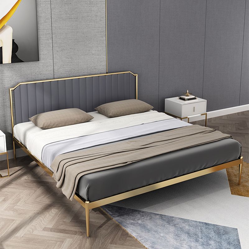 Leather Upholstered Platform Bed Luxurious Metal Tall Bed Frame Clearhalo 'Bedroom Furniture' 'Beds' 'furn' 'furn_beds' 'Furniture' 1200x1200_592b7fc3-439e-4789-bf0b-8ade2cf9305d