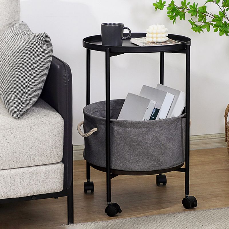 Mid-Century 4 Legs End Table Round Side End Table with Storage