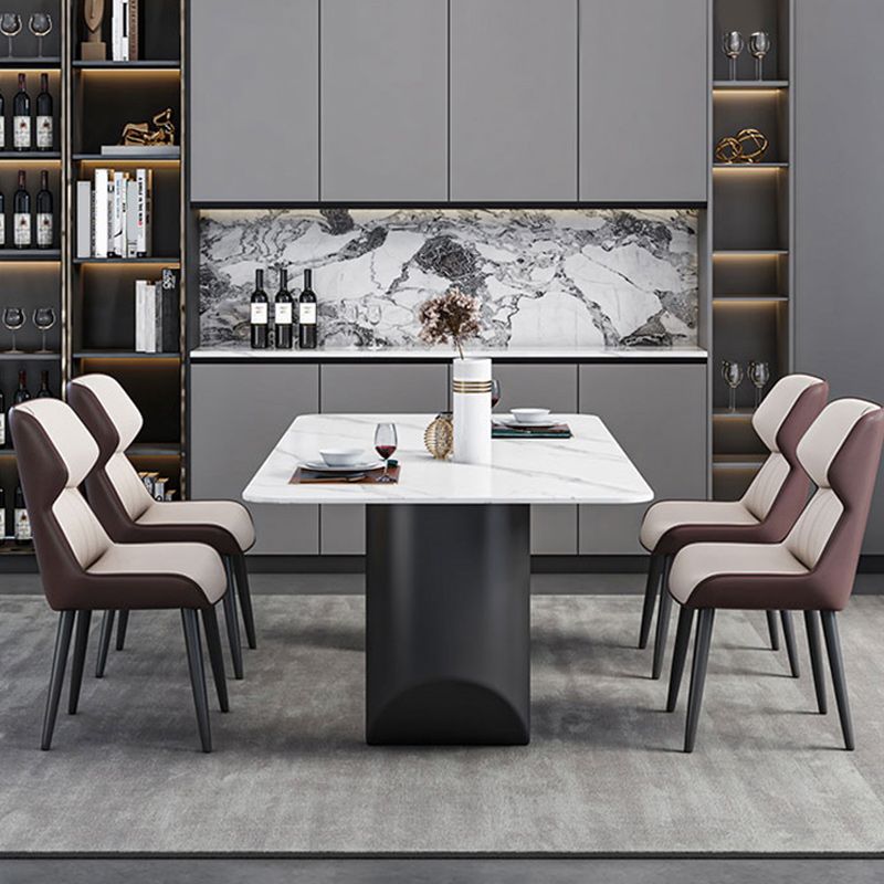 Modern 1/2/5/7 Pieces Dining Set Sintered Stone Dining Table with Leather Chairs Clearhalo 'Dining Room Sets' 'Dining Tables & Seating' 'dining_room_set' 'furn' 'furn_dining_room_set' 'Furniture' 'furniture_dining_room_set' 'Kitchen & Dining Furniture' 1200x1200_592c51d2-f8ce-4f1f-a269-c519fd7b2ac7