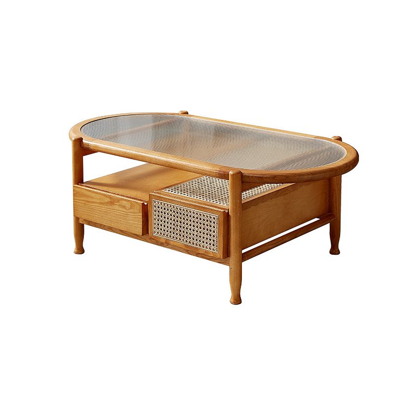 4 Legs Coffee Table with Shelf Modern Glass Top Cocktail Table Clearhalo 'Coffee & Accent Tables' 'Coffee Tables' 'coffee_tables' 'furn' 'furn_coffee_tables' 'Furniture' 'Living Room Furniture' 1200x1200_592c8743-5915-4e75-90e2-84ccbd73e4b7