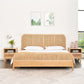 Tropical Panel Bed Solid Color Rattan Standard Bed With Custom Gold Legs