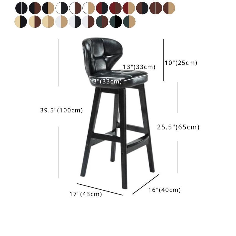 Modern Armless Backrest Counter Stool Wood Study Bar Stool with Leather Cushion and Pedal Clearhalo 'Bar Furniture' 'Bar Stools' 'bar_stools' 'furn' 'furn_bar_stools' 'furniture_bar_stools' 'Kitchen & Dining Furniture' 'kitchen&dining_furn' 'kitchen' 'kitchen_furn' Furniture' 1200x1200_592f777f-a34a-4353-bf57-b898fb8130ef