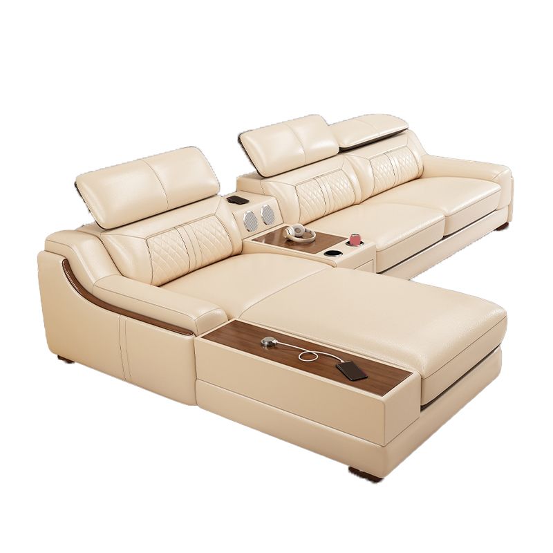 Divano e chaise con armi inclinate resistenti alla vera pelle contemporanea divano e chaise