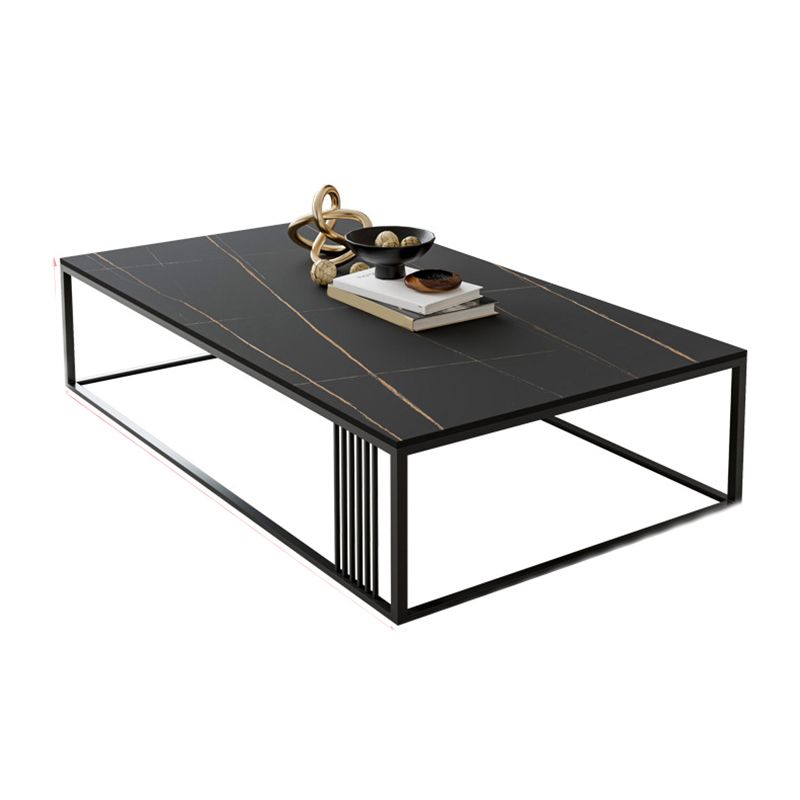 Metal Frame Rectangular Coffee Table Stone Top Cocktail Table Clearhalo 'Coffee & Accent Tables' 'Coffee Tables' 'coffee_tables' 'furn' 'furn_coffee_tables' 'Furniture' 'Living Room Furniture' 1200x1200_5932fa13-3fa2-4b57-a645-c1bfb1e88dfc